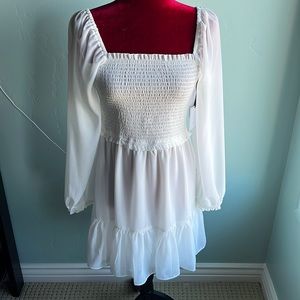 1. State Smock Bodice Ruffle Hem Long Sleeve Minidress